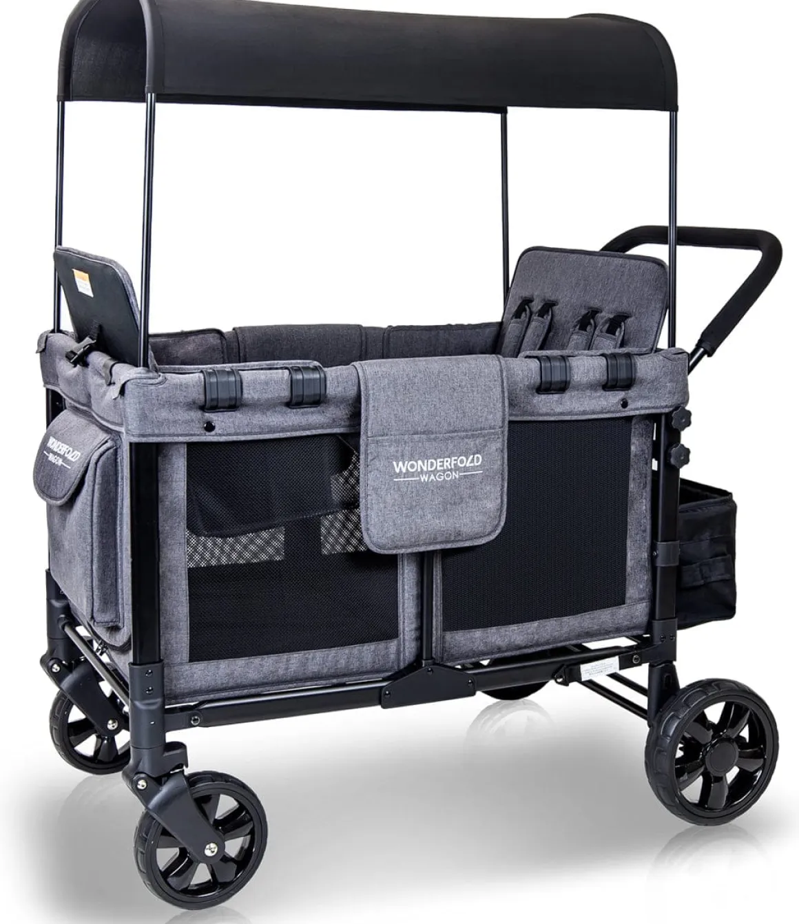 WonderFold W4 Original Quad (4 Seater) Stroller Wagon - Gray