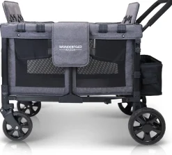 WonderFold W4 Original Quad (4 Seater) Stroller Wagon - Gray