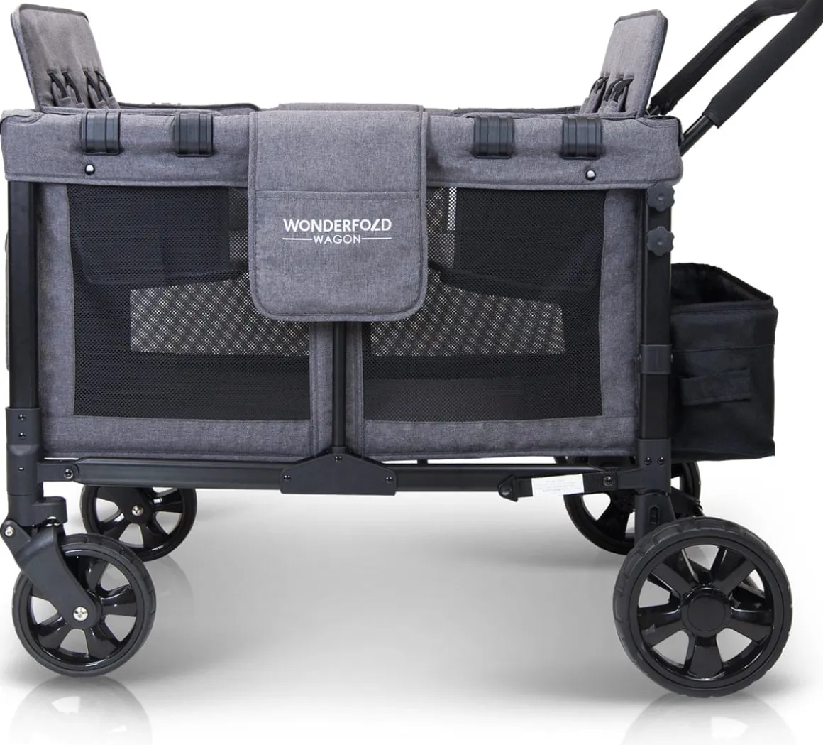 WonderFold W4 Original Quad (4 Seater) Stroller Wagon - Gray