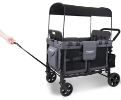 WonderFold W4 Original Quad (4 Seater) Stroller Wagon - Gray