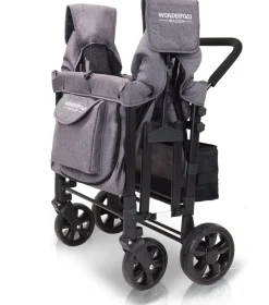 WonderFold W4 Original Quad (4 Seater) Stroller Wagon - Gray