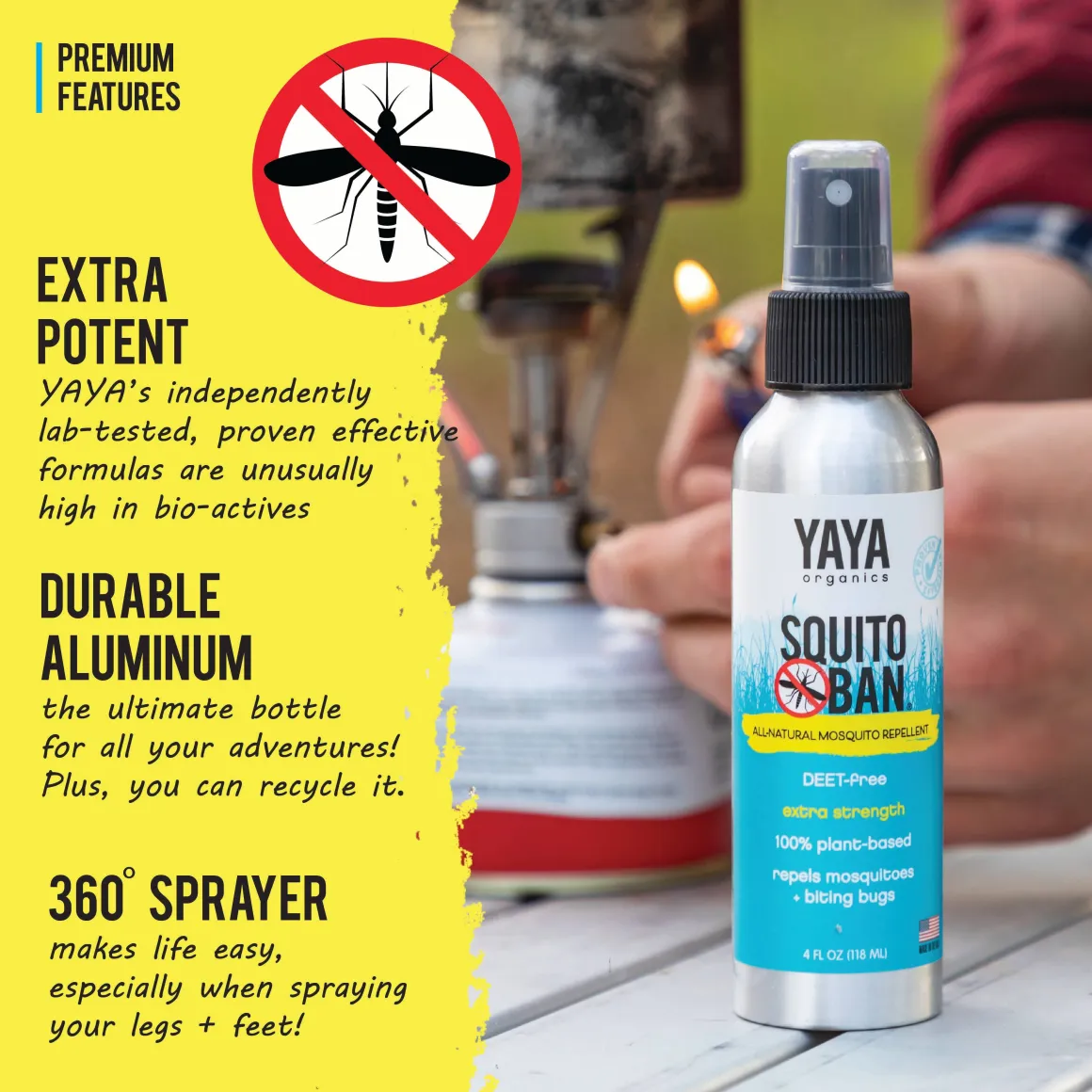 YAYA Organics Squito Ban All-Natural Mosquito Repellent - 4 oz