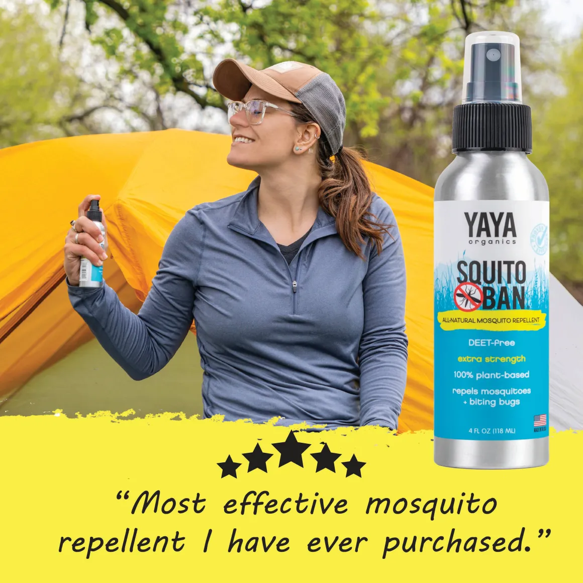 YAYA Organics Squito Ban All-Natural Mosquito Repellent - 4 oz