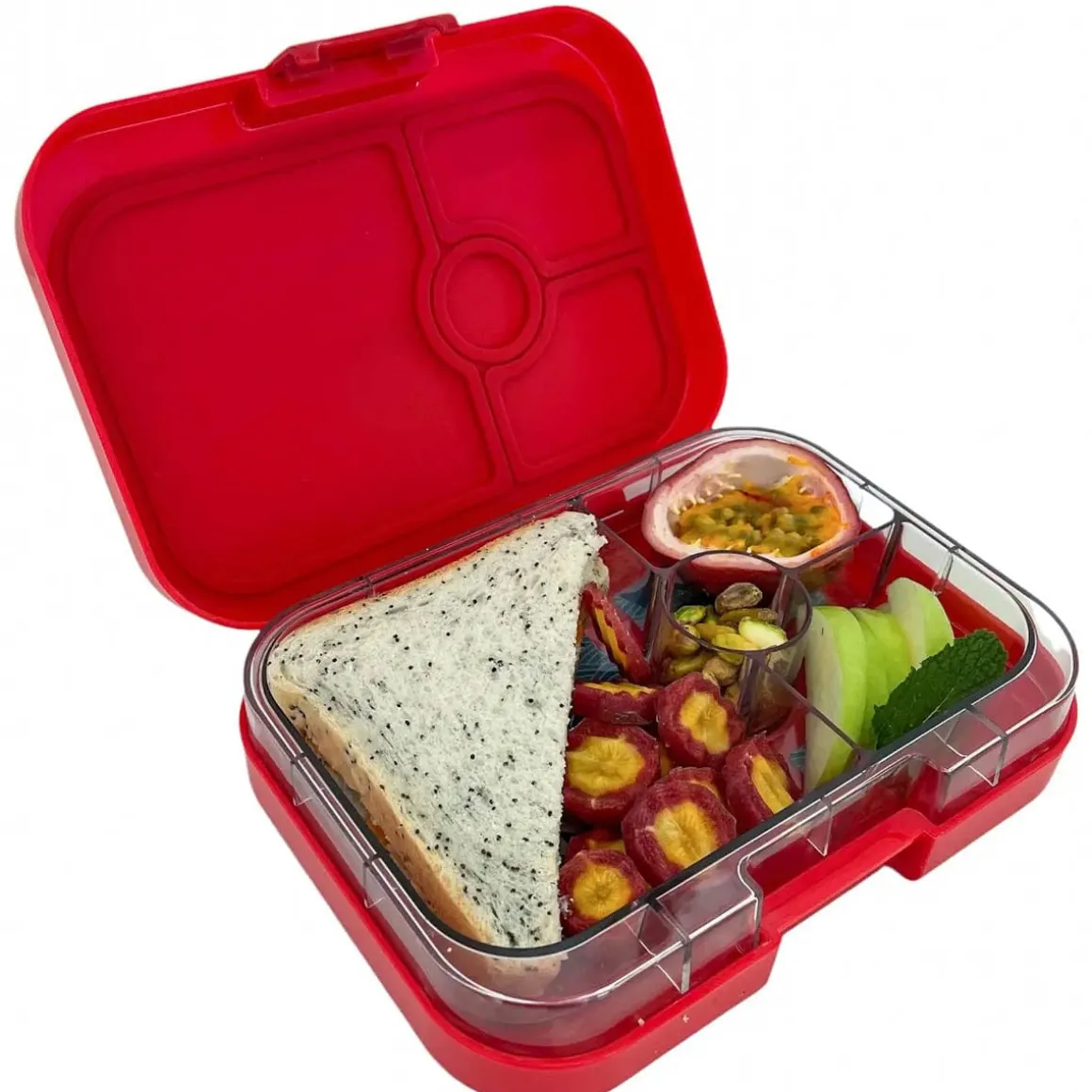 Yumbox Leakproof Bento Lunchbox, Panino - Wow Red / Shark Tray