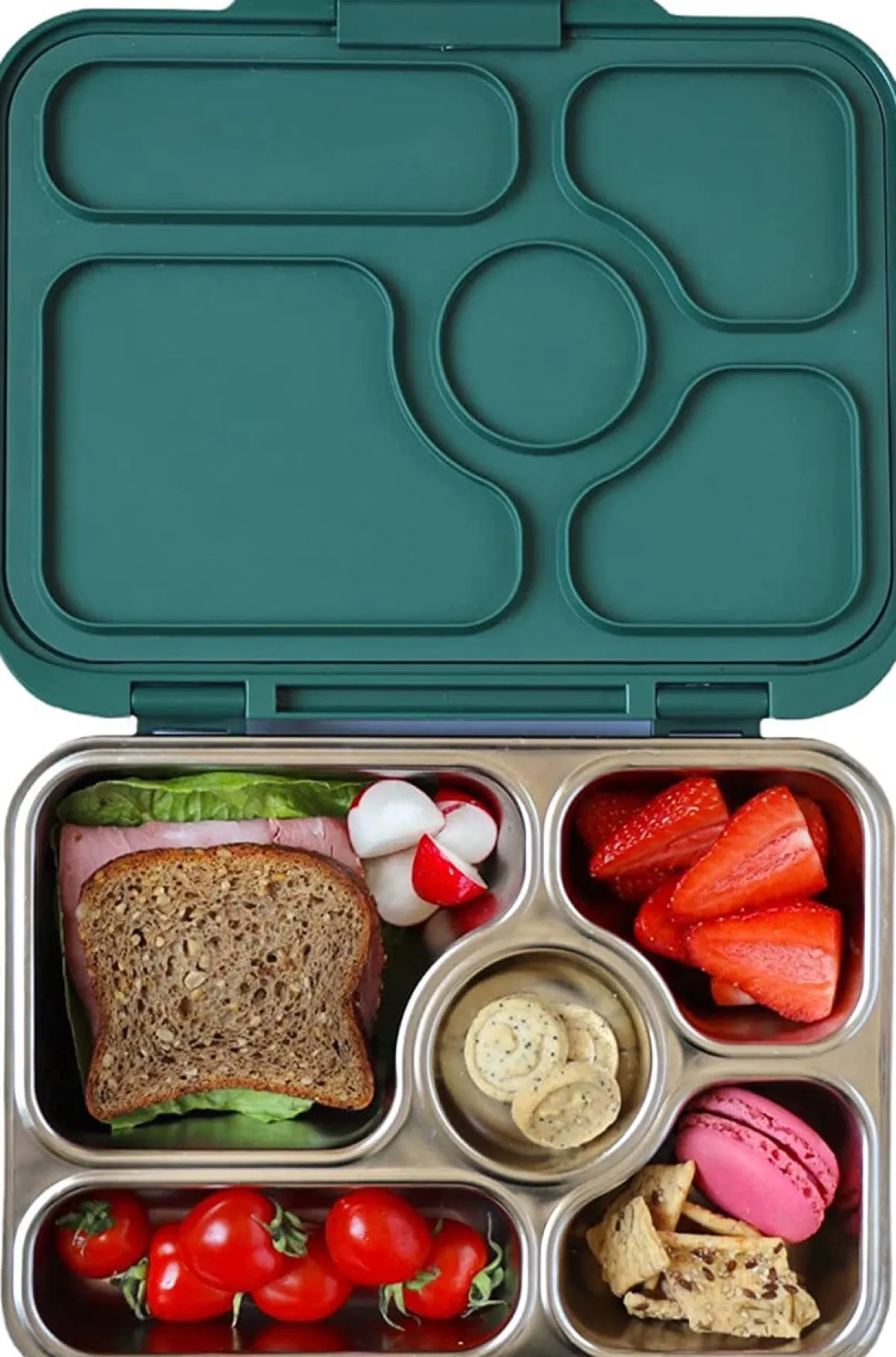 Yumbox Leakproof Bento Lunchbox, Presto Stainless Steel - Kale Green