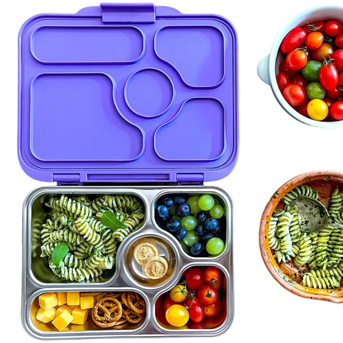 Yumbox Leakproof Bento Lunchbox, Presto Stainless Steel - Remy Lavender