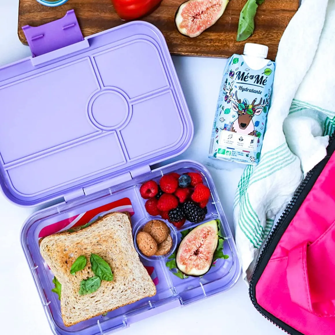 Yumbox Leakproof Bento Lunchbox, Tapas 4 Compartment - Ibiza Purple / Groovy Tray