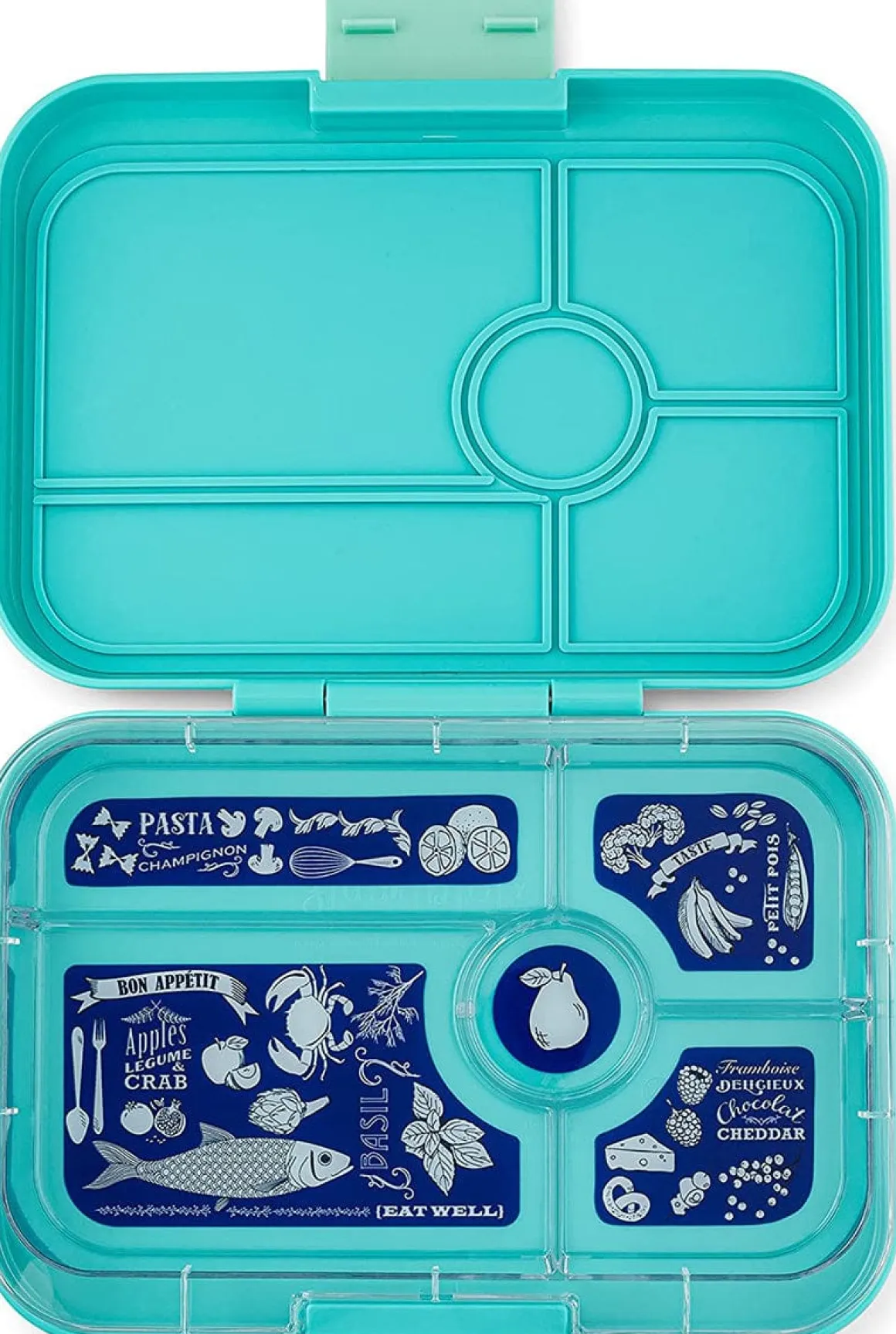 Yumbox Leakproof Bento Lunchbox, Tapas 5 Compartment - Antibes Blue / Bon Appetit Tray