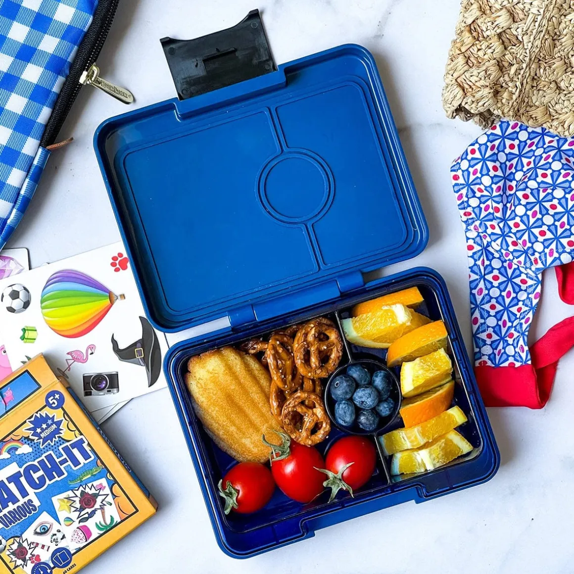 Yumbox Leakproof Bento Snack Box, 3 Compartment - Monte Carlo Blue / Navy