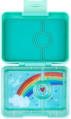 Yumbox Leakproof Bento Snack Box, 3 Compartment - Tropical Aqua / Rainbow