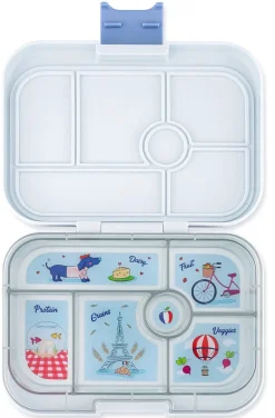Yumbox Original Leakproof Bento Lunchbox, 6 Compartment - Hazy Gray / Paris Tray