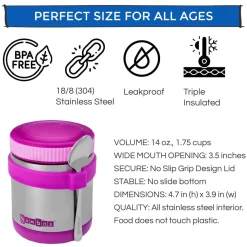 Yumbox Zuppa Stainless Steel Thermal Food Jar & Spoon, 14oz - Neptune Blue