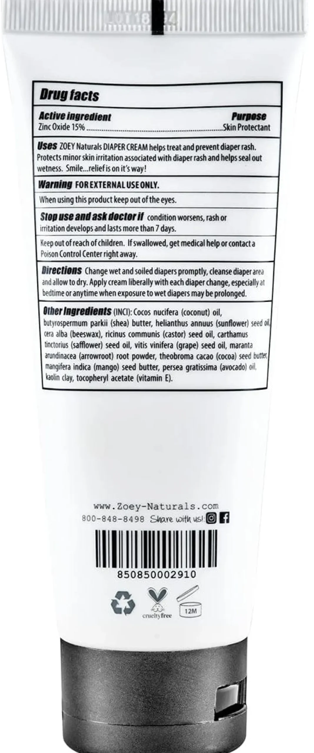 Zoey Naturals Diaper Cream - Fragrance Free