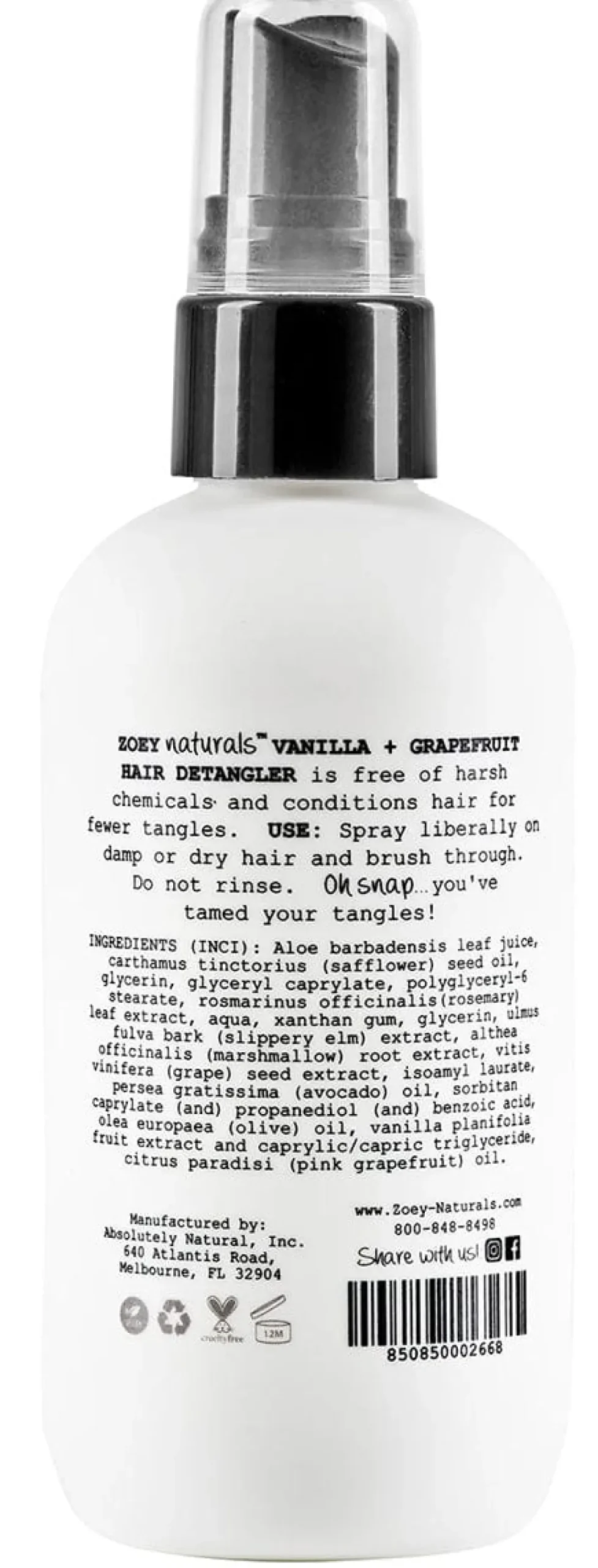 Zoey Naturals Hair Detangler - Vanilla + Grapefruit