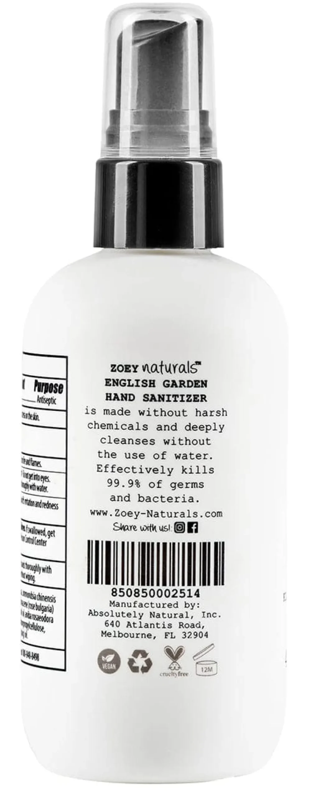 Zoey Naturals Hand Sanitizer - English Garden