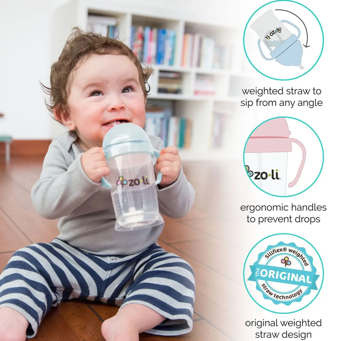 Zoli Bot Weighted Straw Sippy Cup, 6oz - Lilac