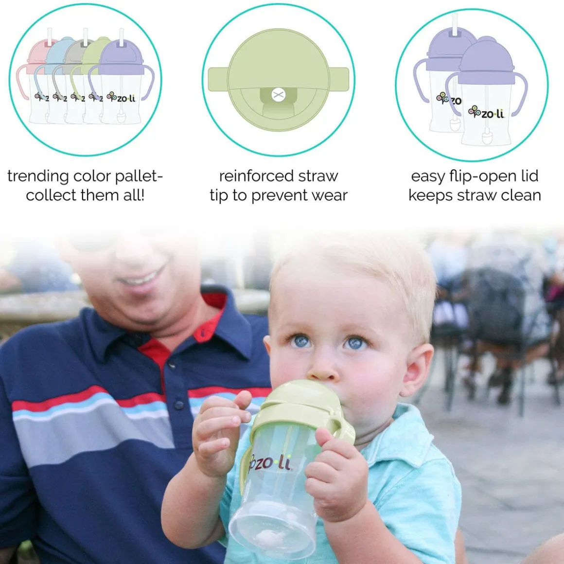 Zoli Bot Weighted Straw Sippy Cup, 6oz - Sage Green