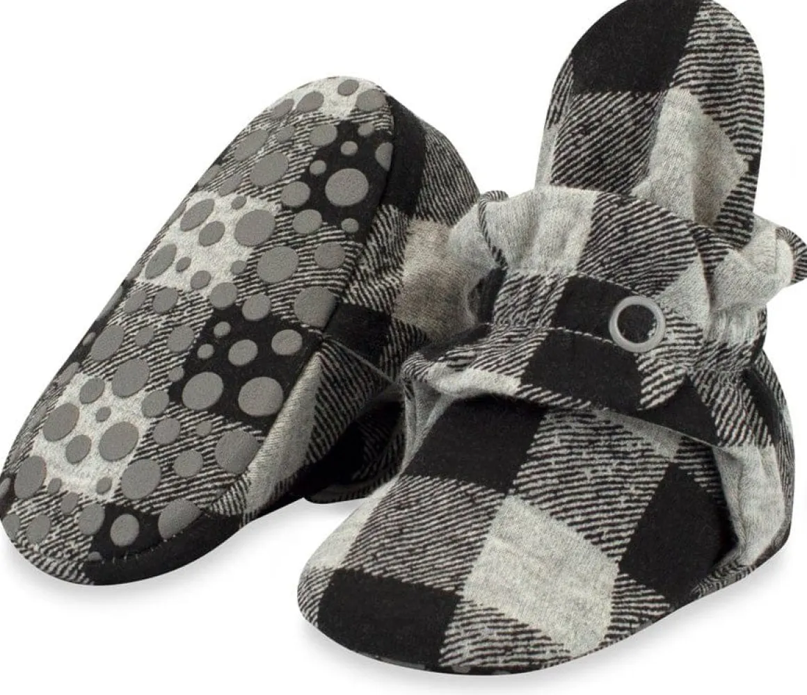 Zutano Organic Cotton Gripper Baby Bootie - Buffalo Check, 3m