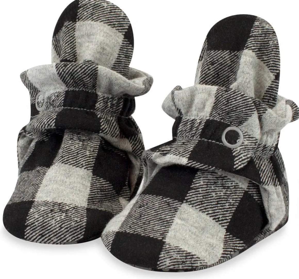 Zutano Organic Cotton Gripper Baby Bootie - Buffalo Check, 3m